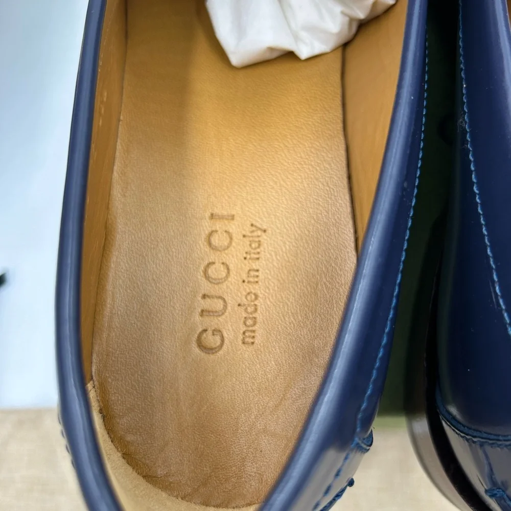 Men’s Gucci interlocking GG leather loafers size 12 made in Italy cobbler soles - Picture 6 of 11